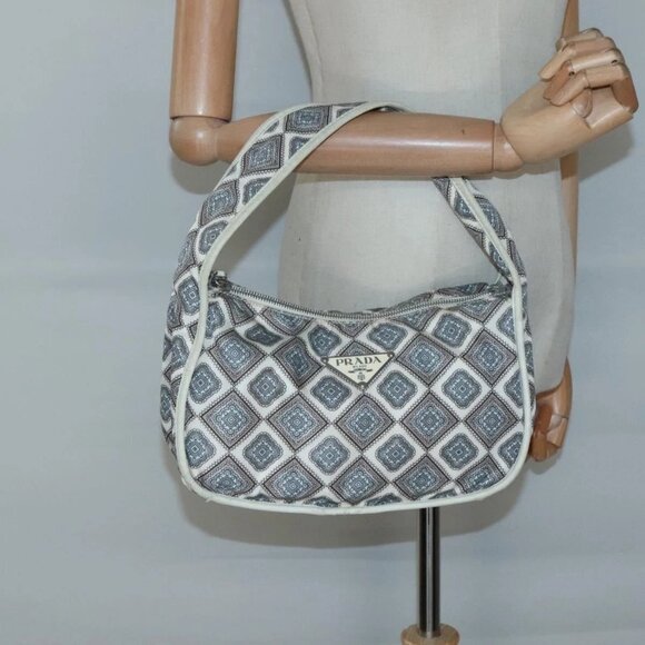 PRADA Shoulder Bag Nylon Beige Silver Auth BA4686 - Picture 3 of 16